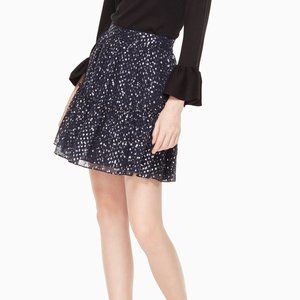 Kate Spade Night Sky Ruffle Shiny Mini Skirt Navy